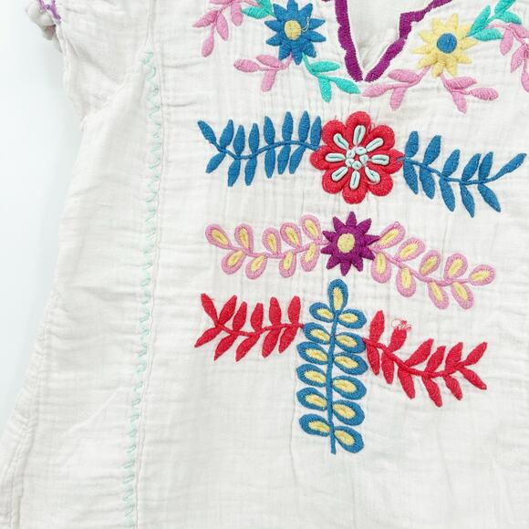 Peek Sgt Fletcher Girls Boho Summer Short Sleeve Embroidered Floral Top Size 6/7 - Picture 3 of 5